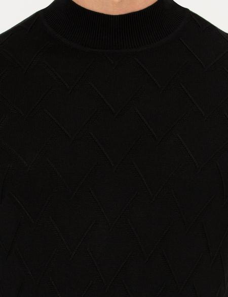 Siyah Slim Fit Balıkçı Yaka Triko Kazak - 50259865008