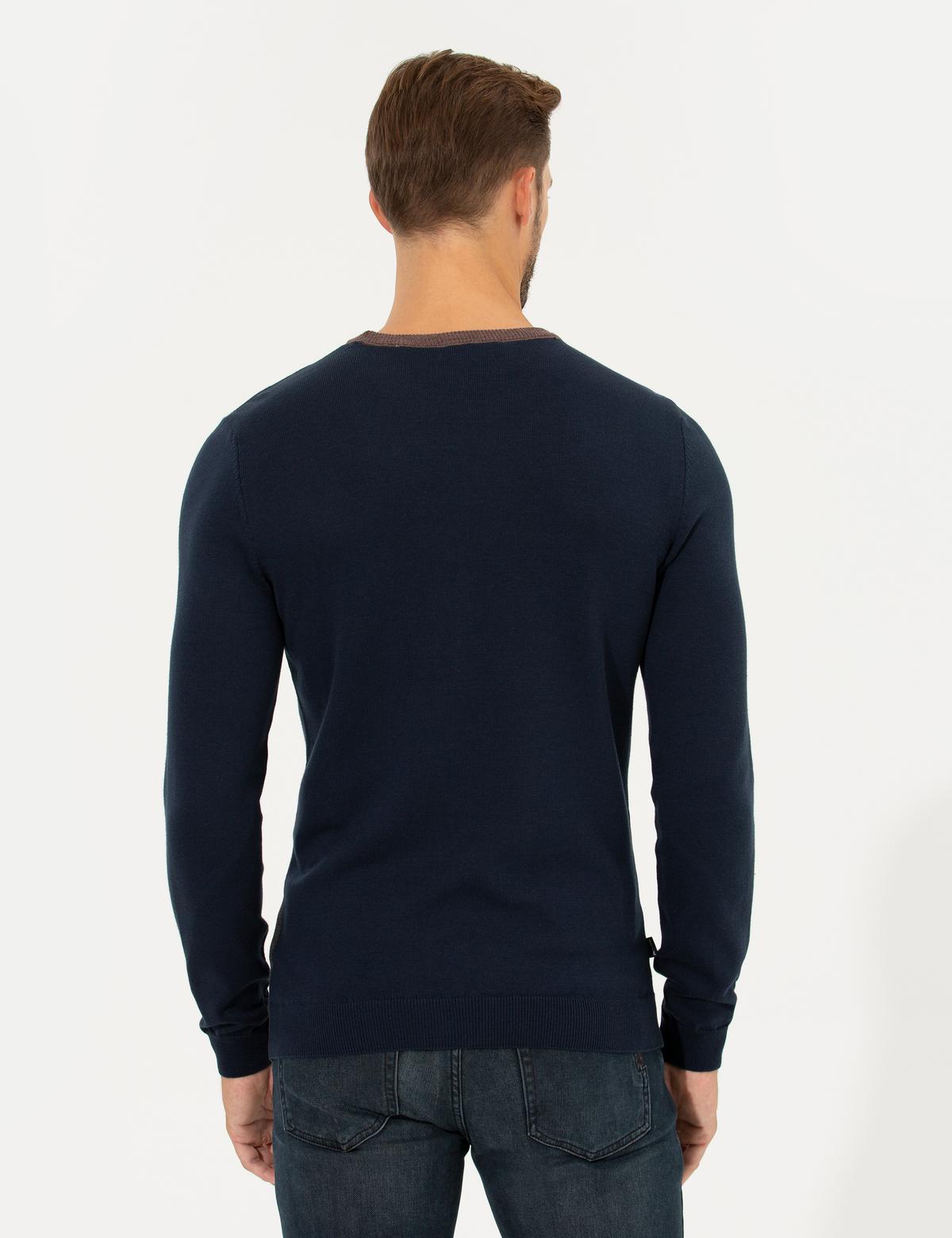 Lacivert Slim Fit Bisiklet Yaka Triko Kazak - 50261154008