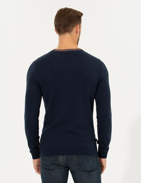 Lacivert Slim Fit Bisiklet Yaka Triko Kazak - 50261154008