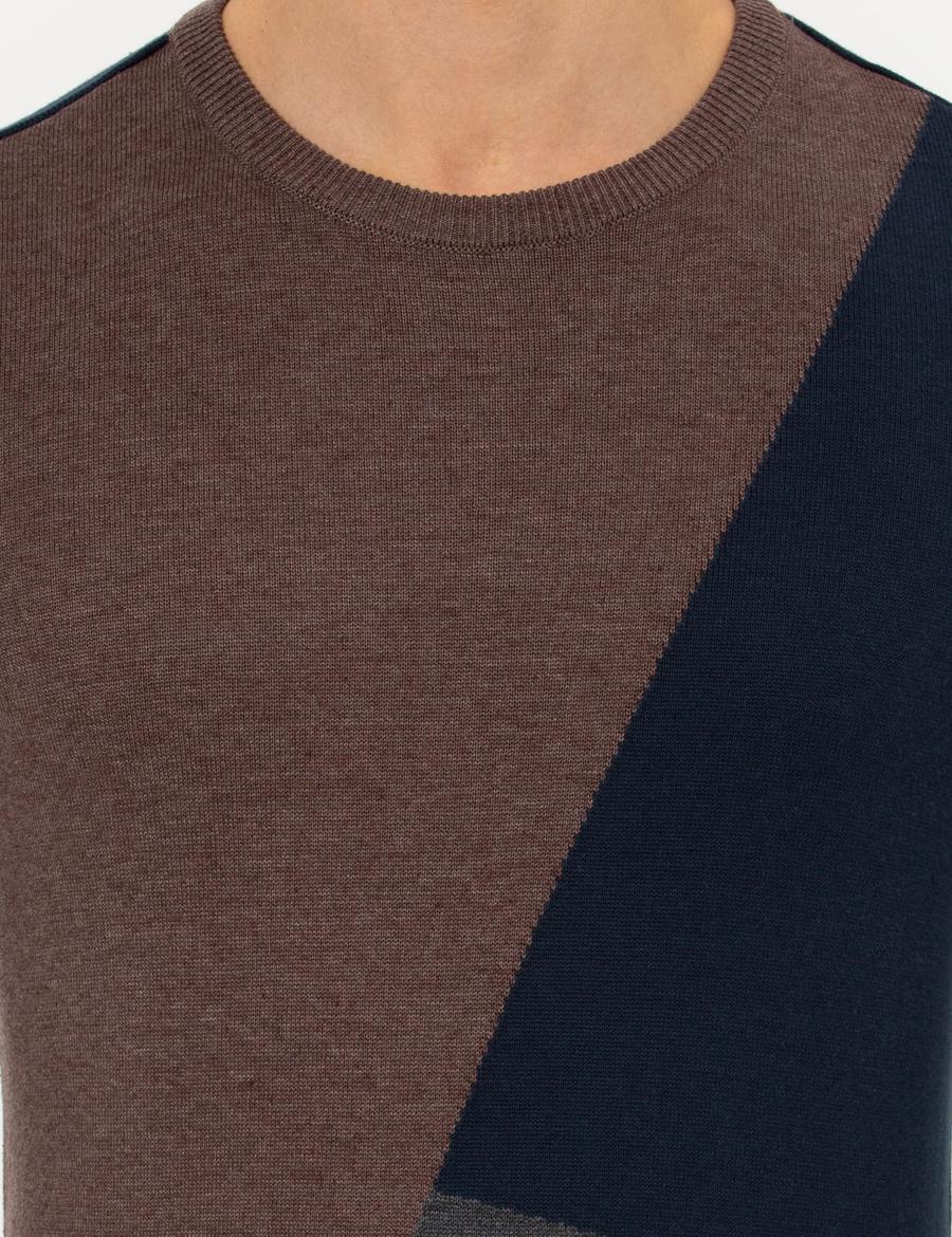 Lacivert Slim Fit Bisiklet Yaka Triko Kazak