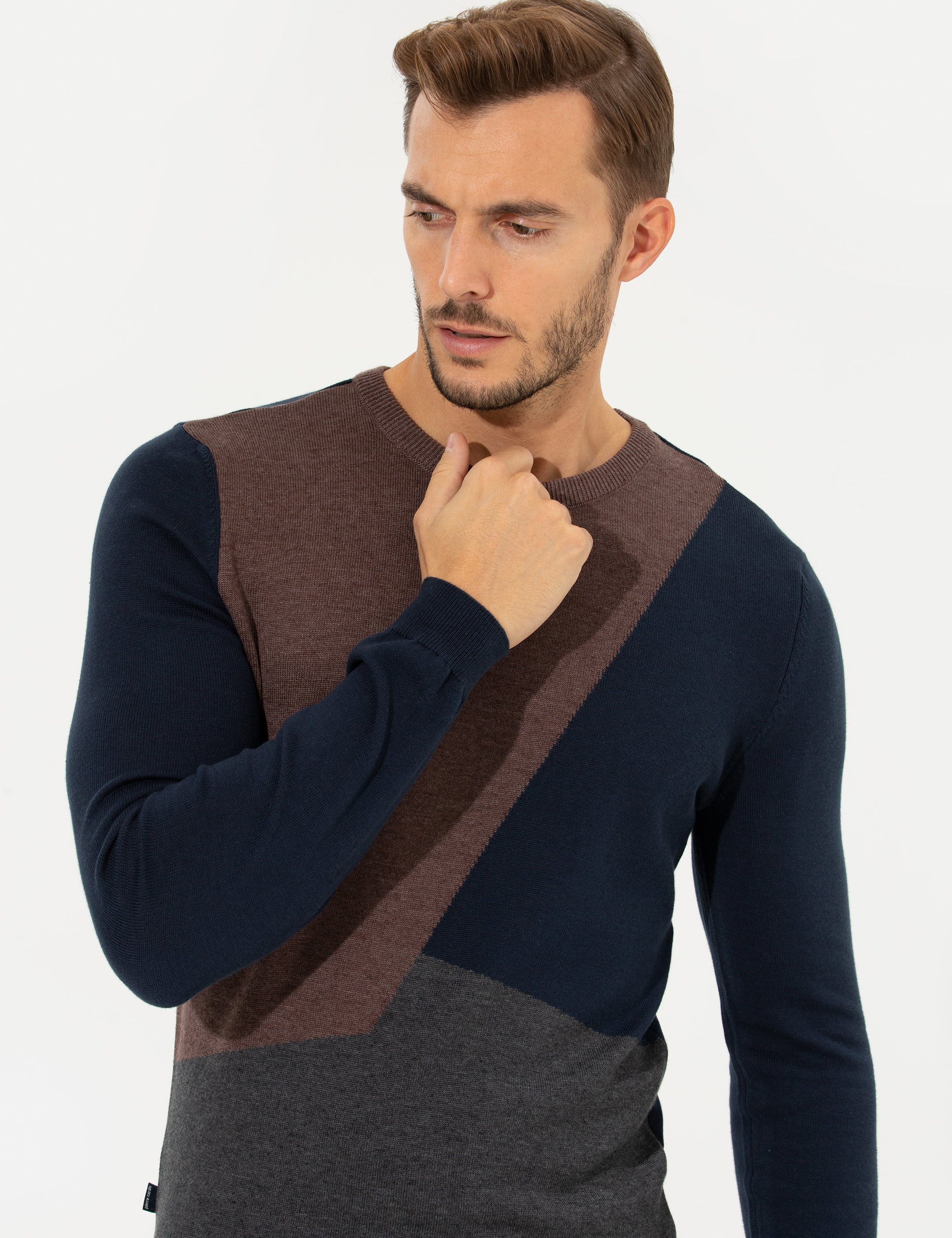 Pierre Cardin Lacivert Slim Fit Bisiklet Yaka Triko Kazak görsel 2