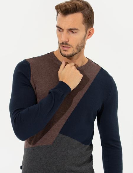 Lacivert Slim Fit Bisiklet Yaka Triko Kazak - 50261154008