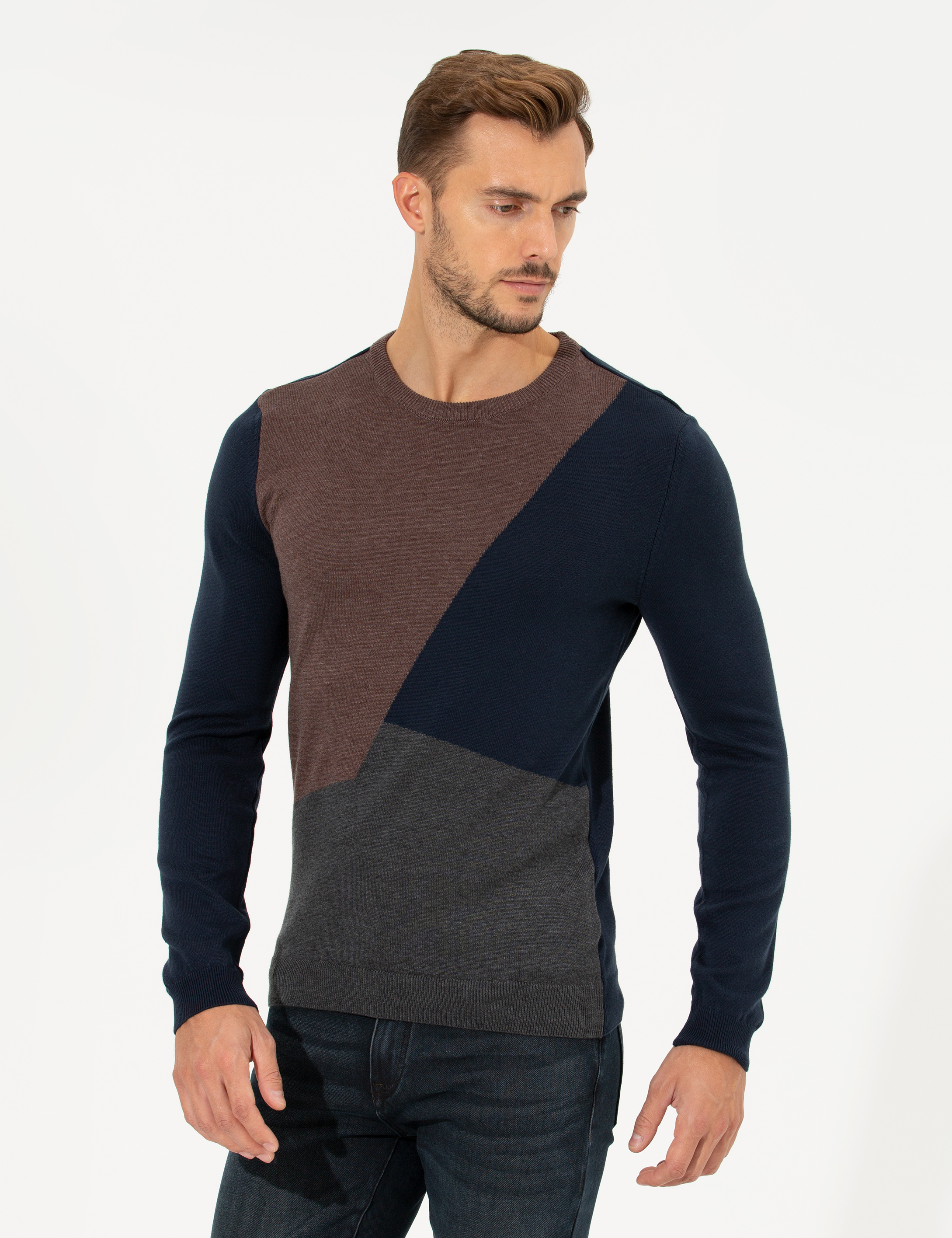 Pierre Cardin Lacivert Slim Fit Bisiklet Yaka Triko Kazak görsel 3