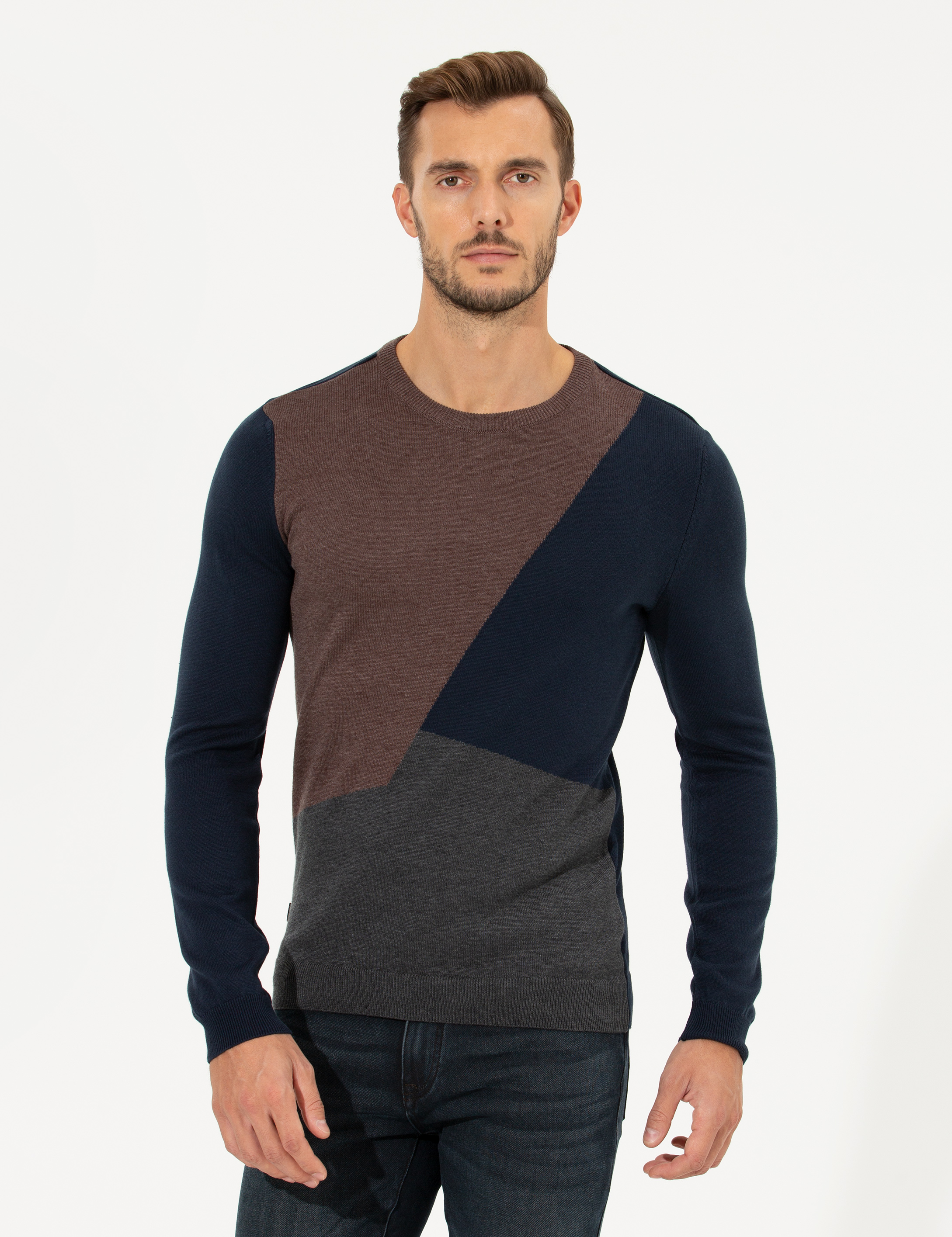 Pierre Cardin Lacivert Slim Fit Bisiklet Yaka Triko Kazak görsel 4