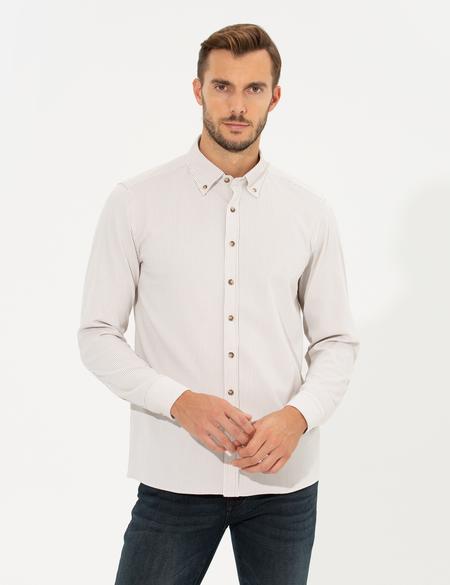 Bej Slim Fit Uzun Kollu Gömlek - 50262722008