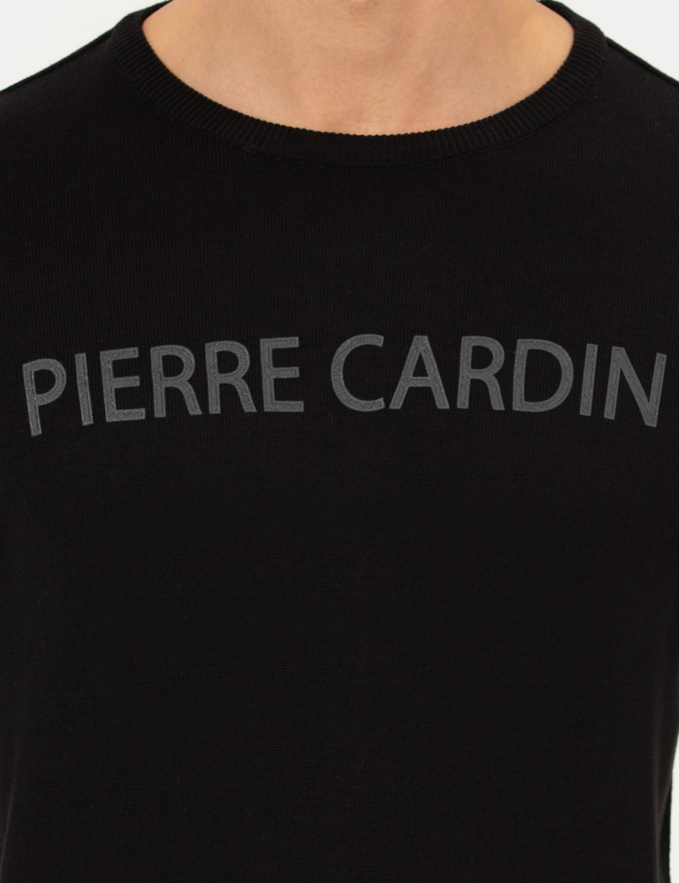 Pierre Cardin Siyah Slim Fit Bisiklet Yaka Triko Kazak görsel 6