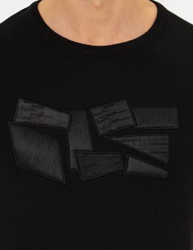 Siyah Slim Fit Bisiklet Yaka Triko Kazak