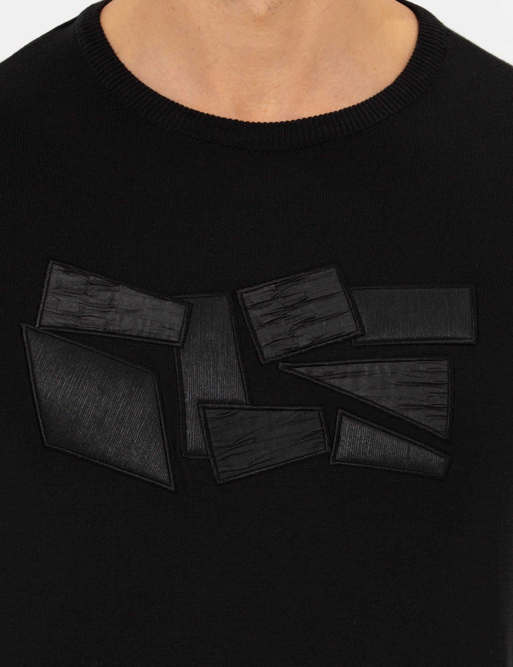 Siyah Slim Fit Bisiklet Yaka Triko Kazak