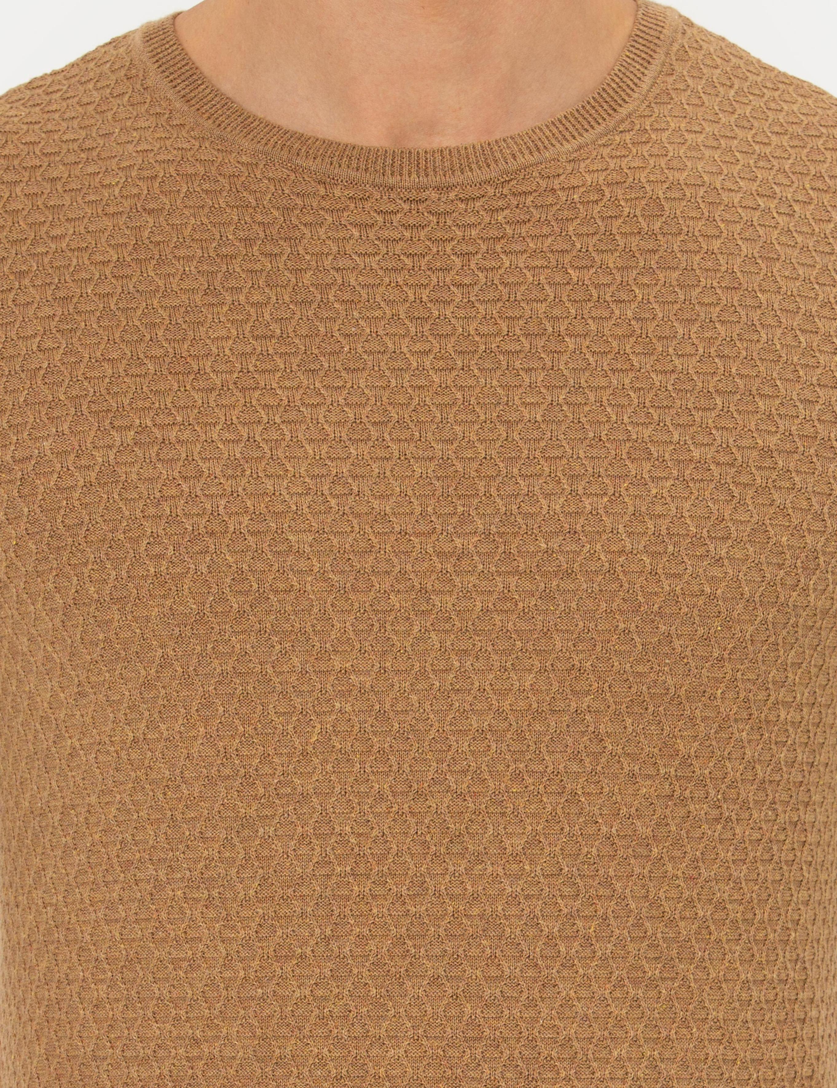 Camel Melanj Slim Fit Bisiklet Yaka Triko Kazak