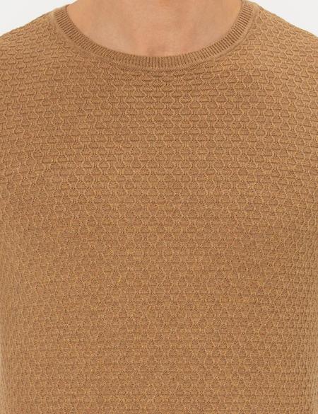 Camel Melanj Slim Fit Bisiklet Yaka Triko Kazak - 50265443008