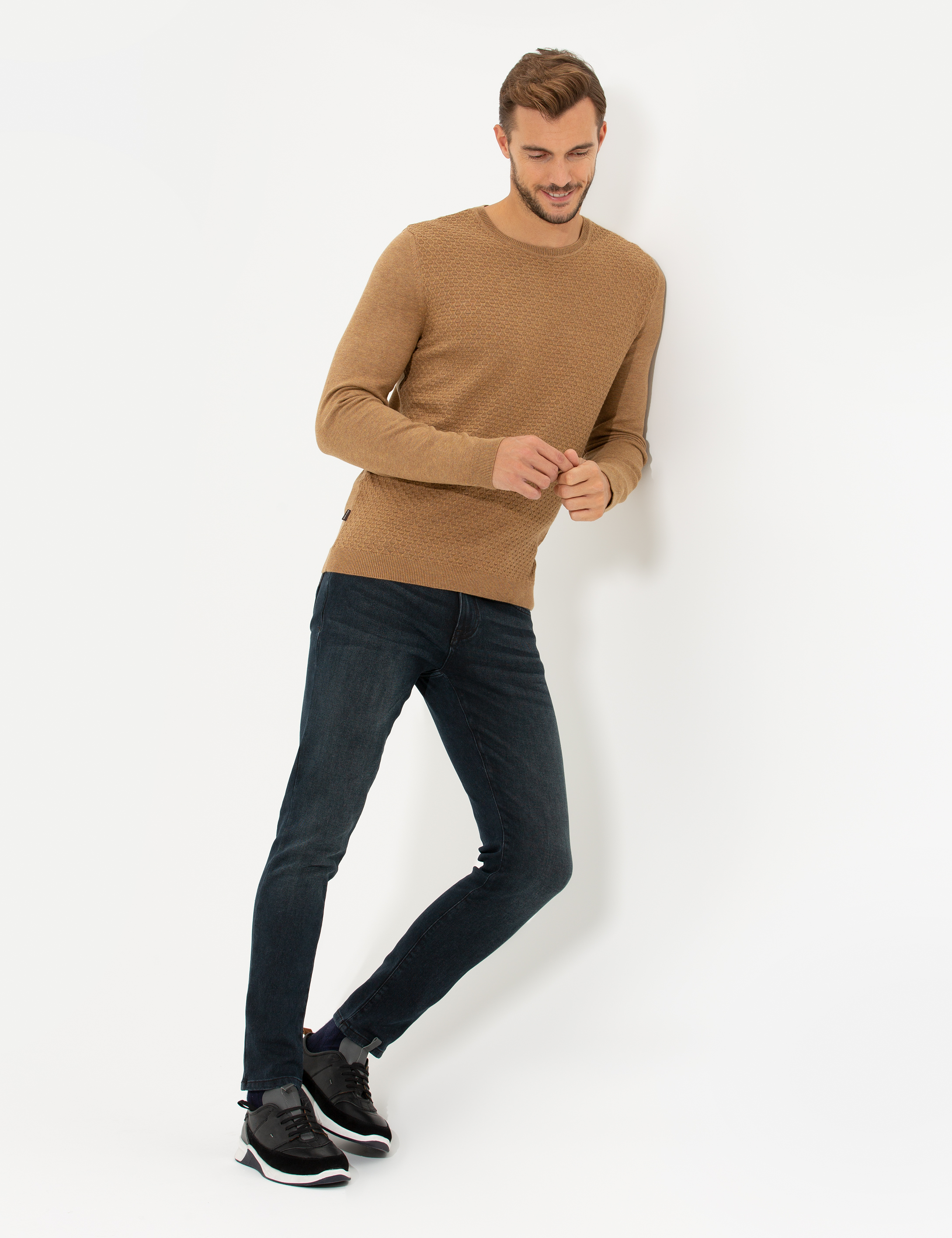 Camel Melanj Slim Fit Bisiklet Yaka Triko Kazak - Image 4