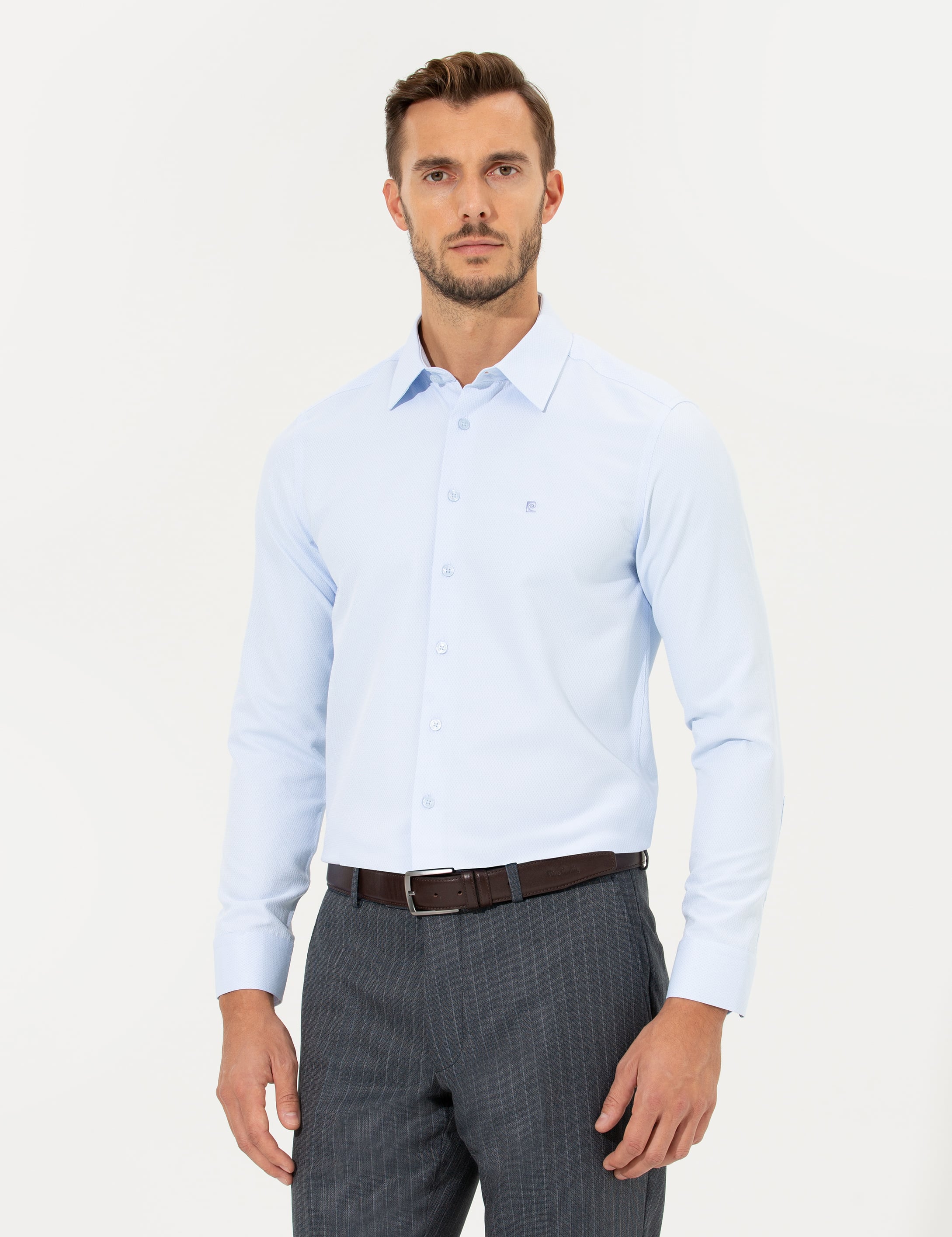 Açık Mavi Slim Fit Uzun Kollu Gömlek