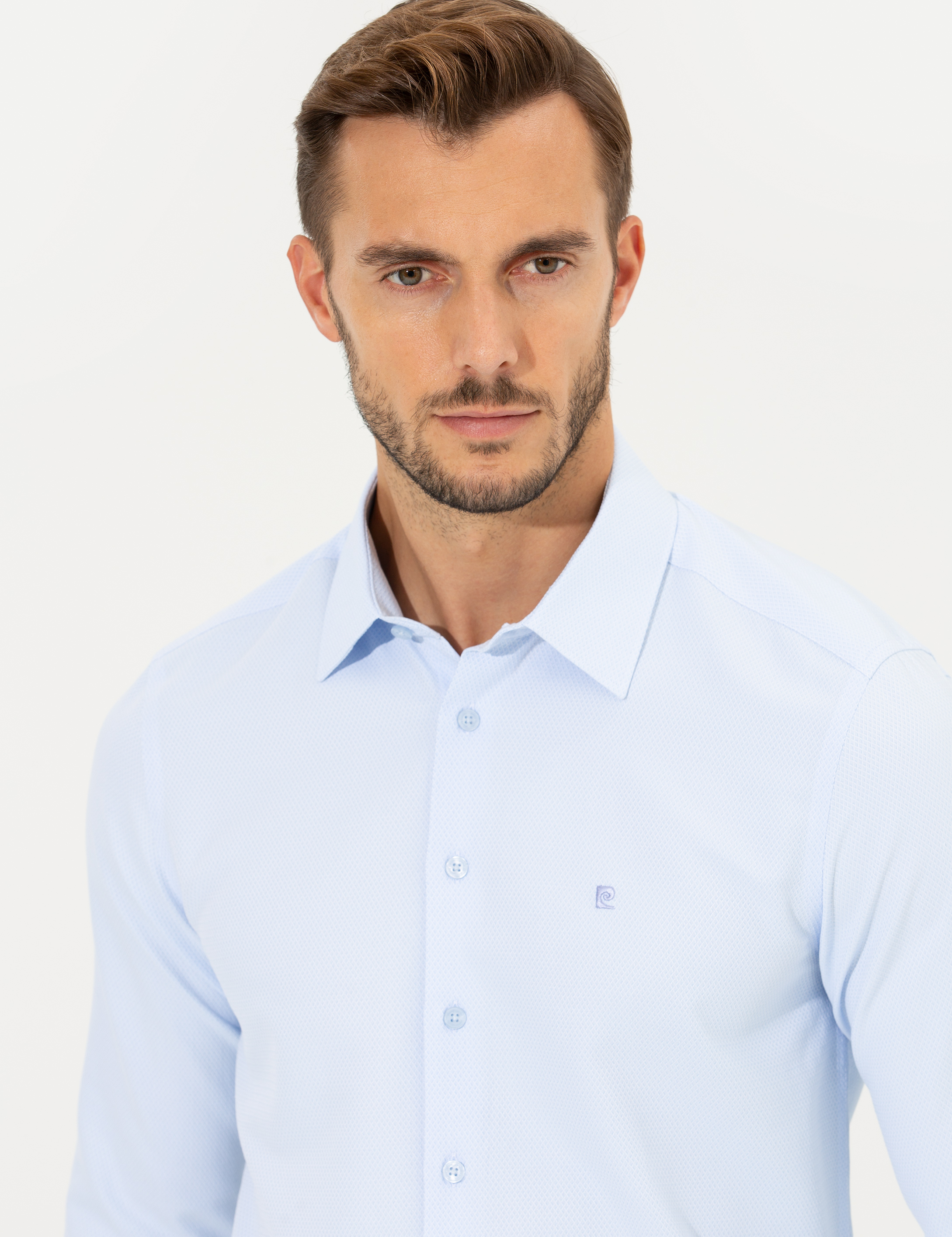 Açık Mavi Slim Fit Uzun Kollu Gömlek - Image 2