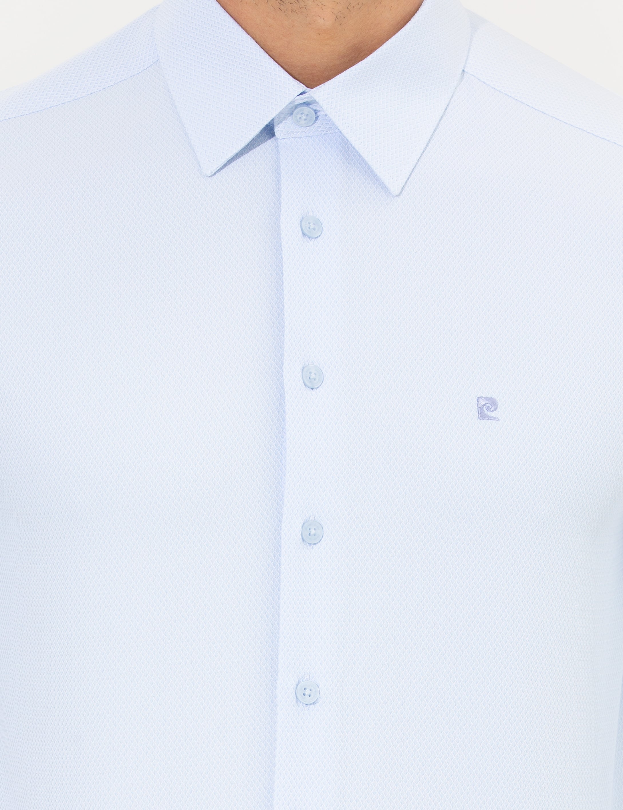 Açık Mavi Slim Fit Uzun Kollu Gömlek - Image 6