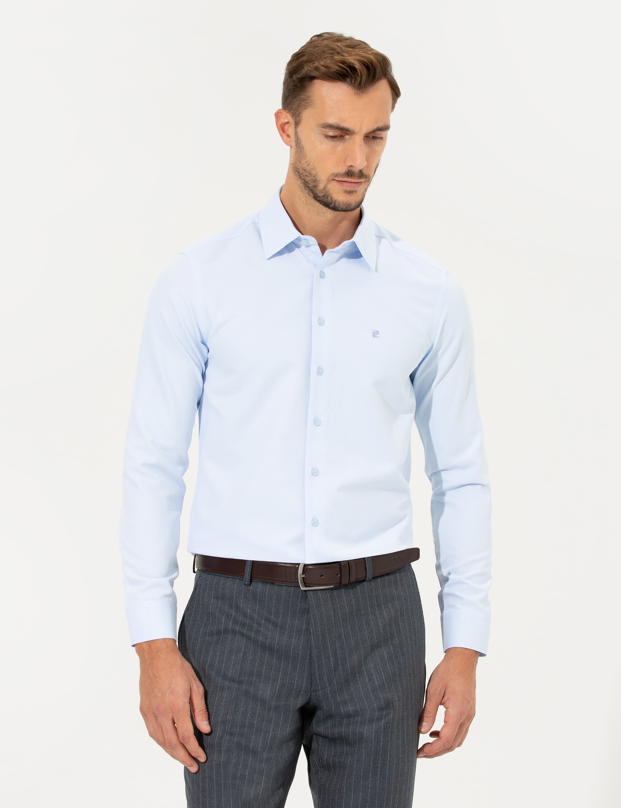 Açık Mavi Slim Fit Uzun Kollu Gömlek