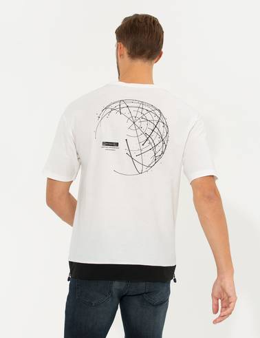 Ekru Regular Fit Bisiklet Yaka Tişört