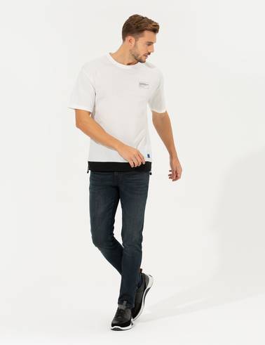 Ekru Regular Fit Bisiklet Yaka Tişört
