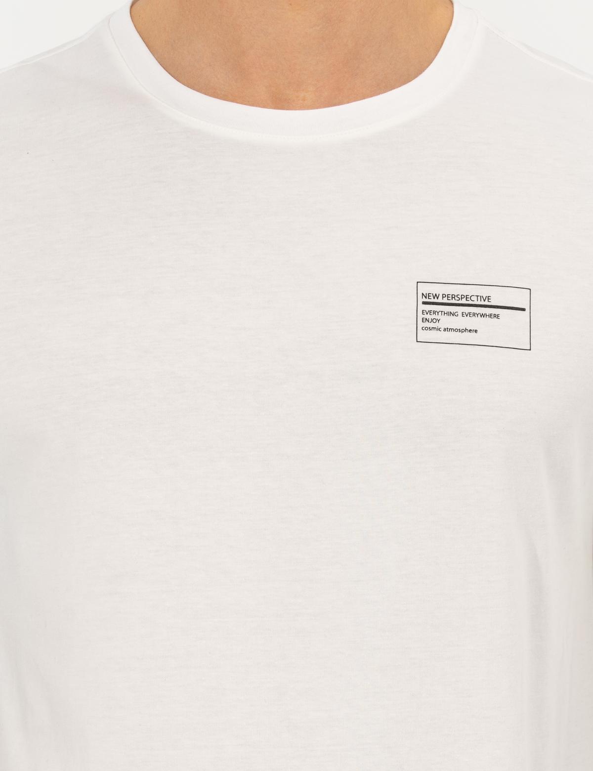 Ekru Regular Fit Bisiklet Yaka Tişört - 50258524048