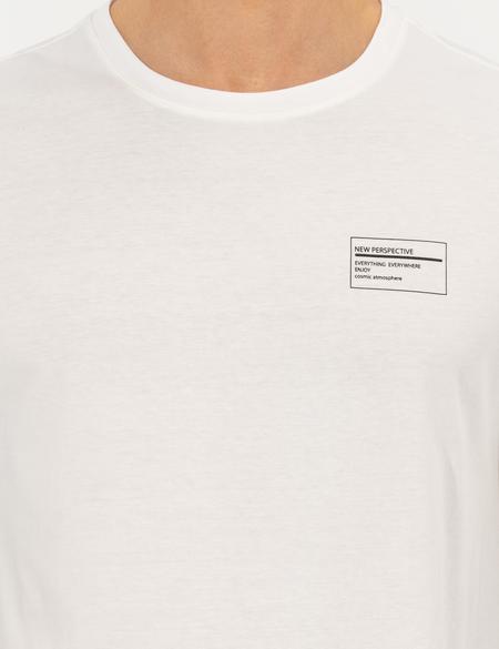 Ekru Regular Fit Bisiklet Yaka Tişört - 50258524048