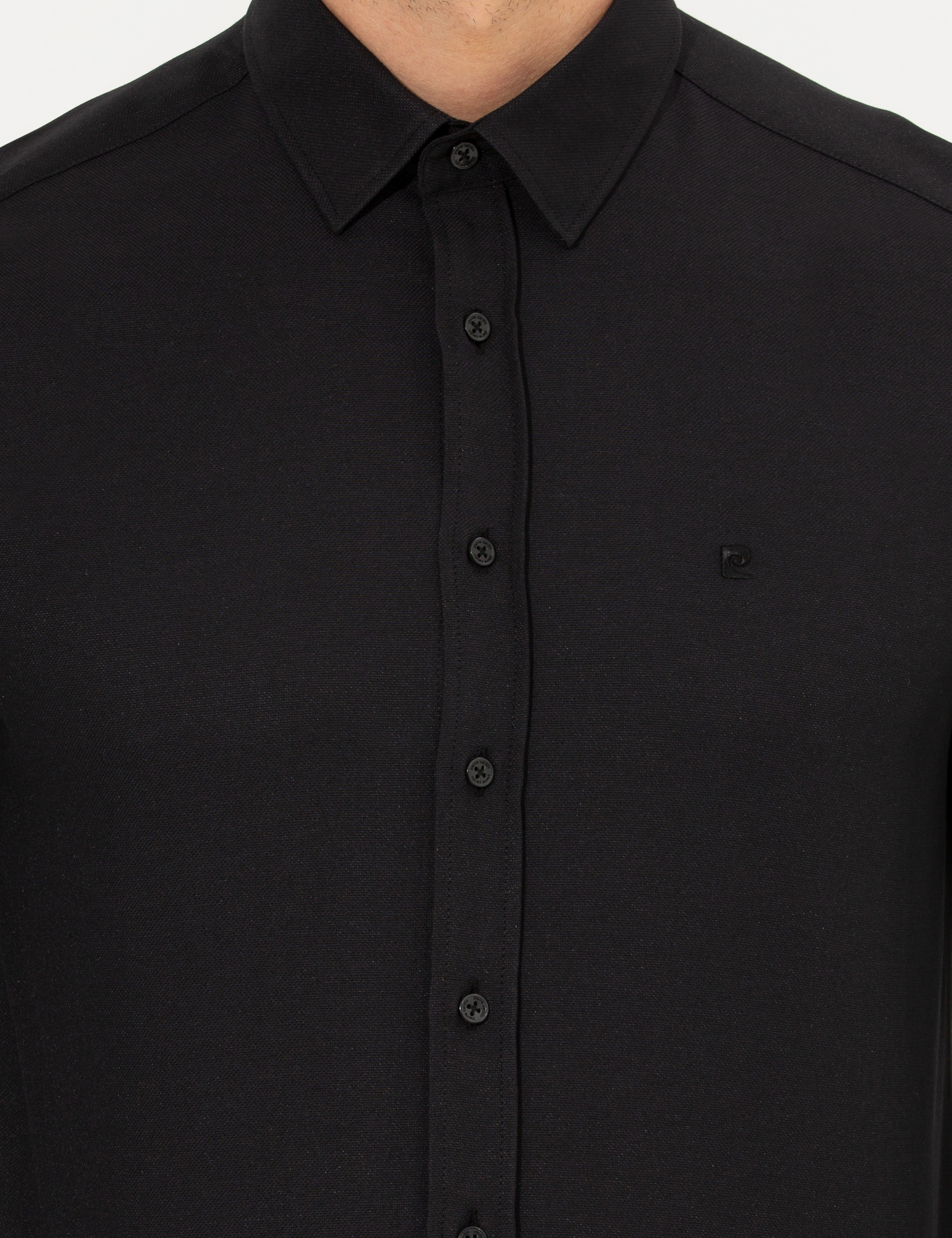 Siyah Slim Fit Oxford Gömlek - Image 6
