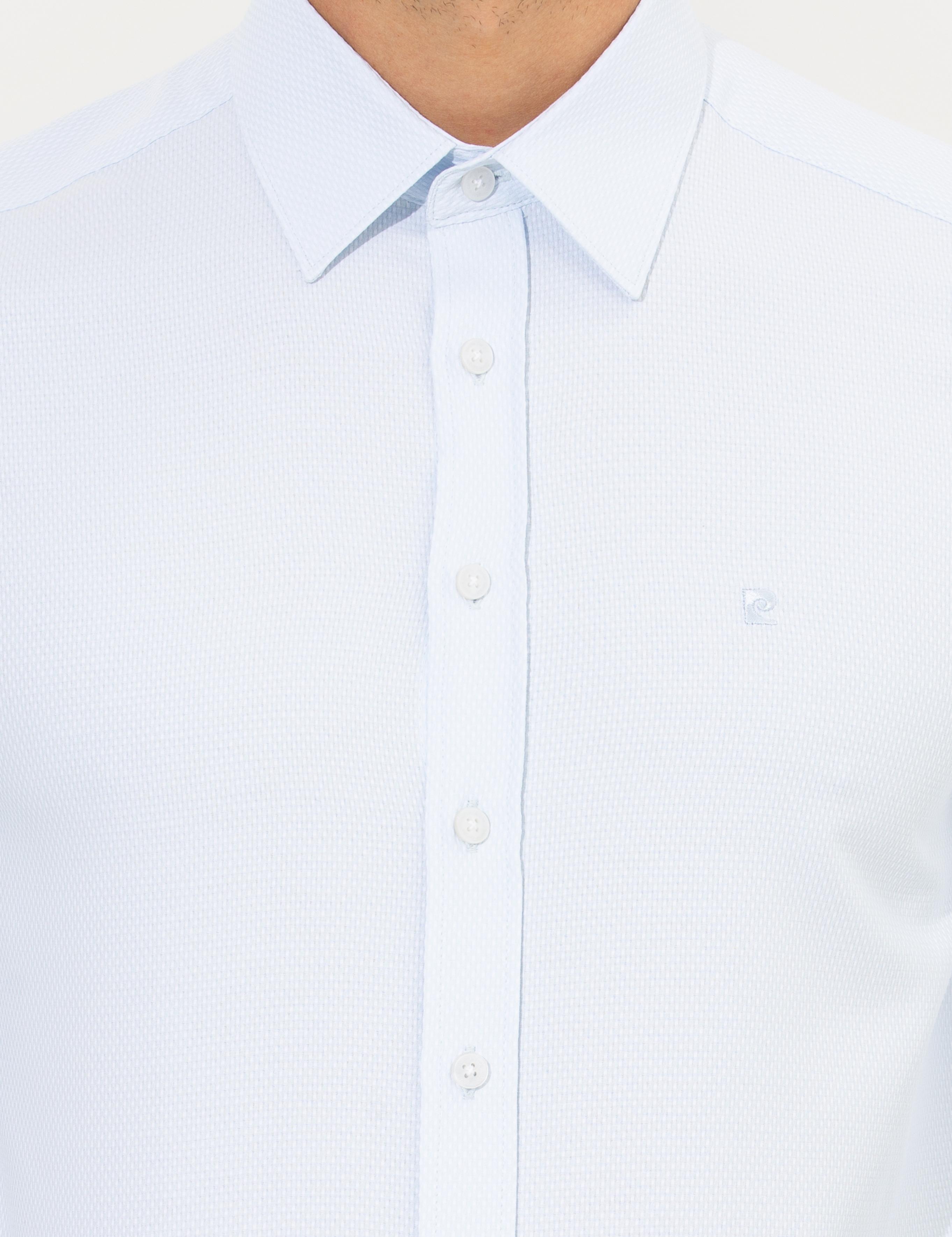 Açık Mavi Slim Fit Armürlü Klasik Gömlek