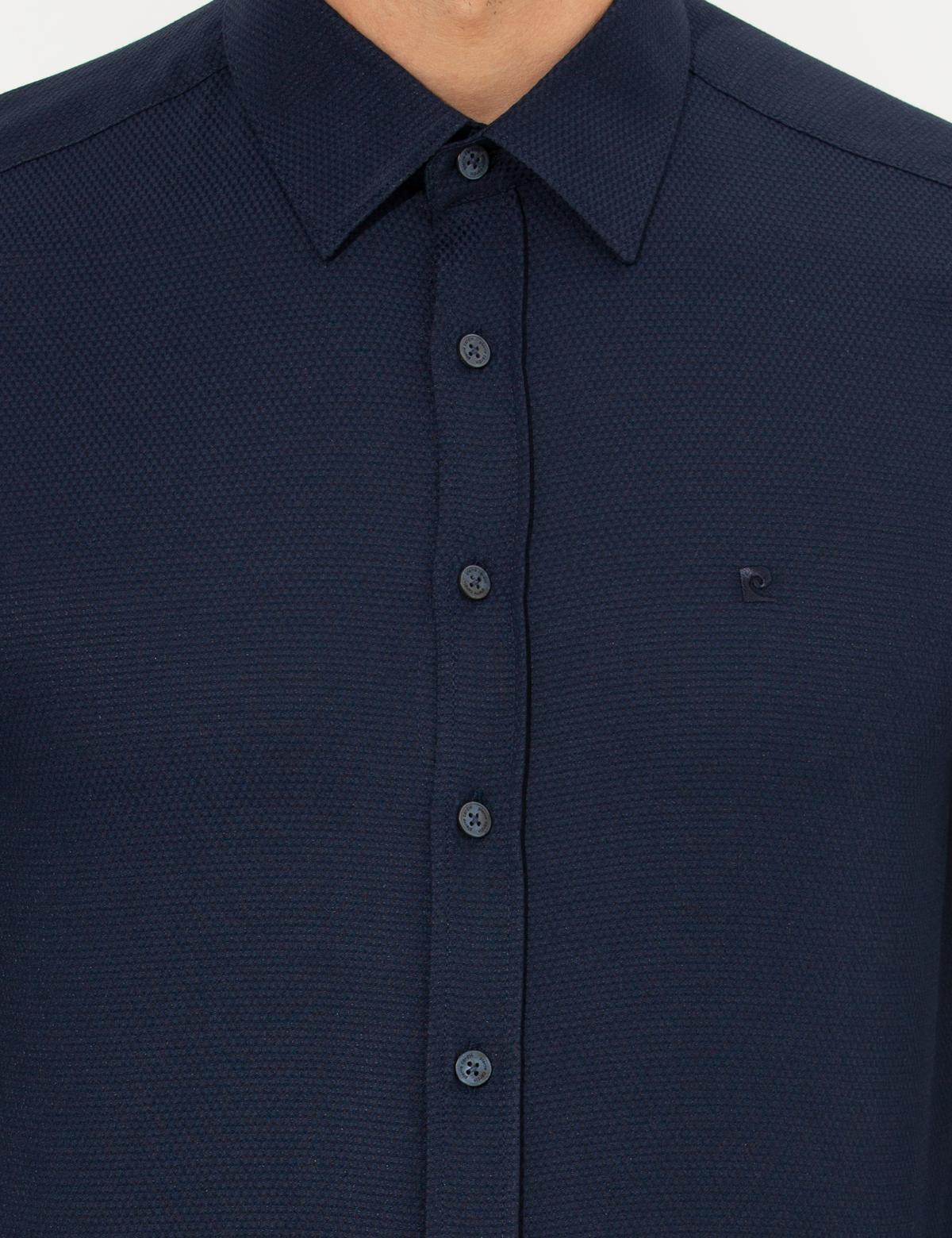 Lacivert Slim Fit Armürlü Gömlek - 50260311020