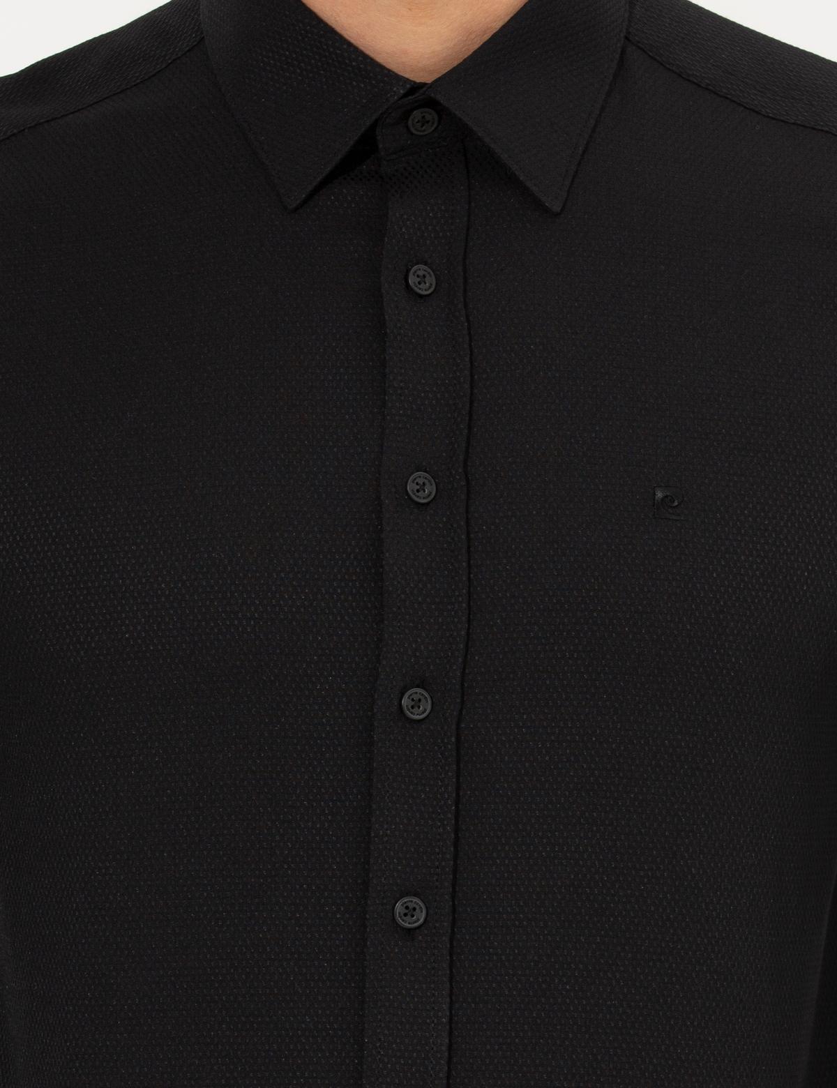 Siyah Slim Fit Armürlü Gömlek - 50260311032