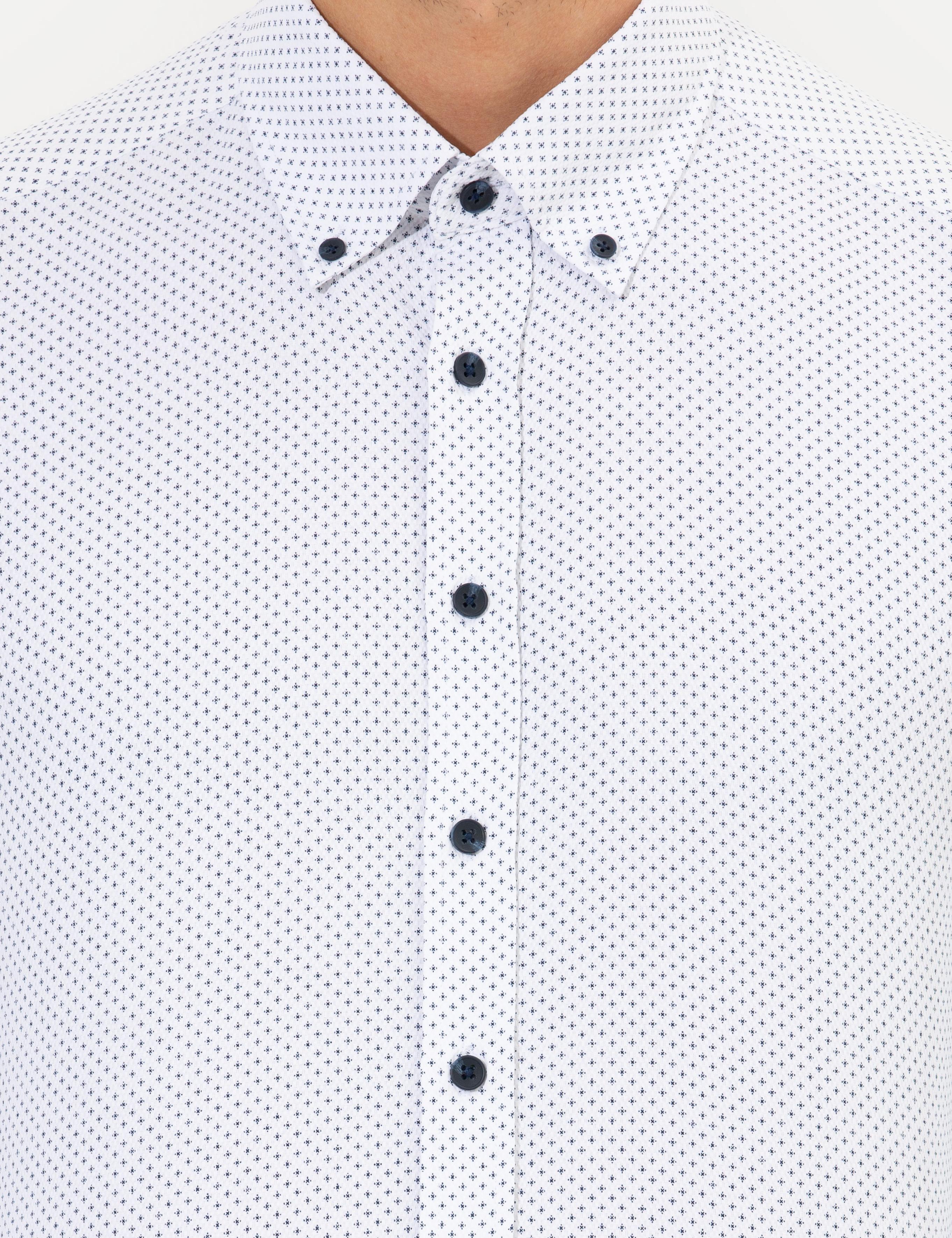 Lacivert Slim Fit Uzun Kollu Gömlek