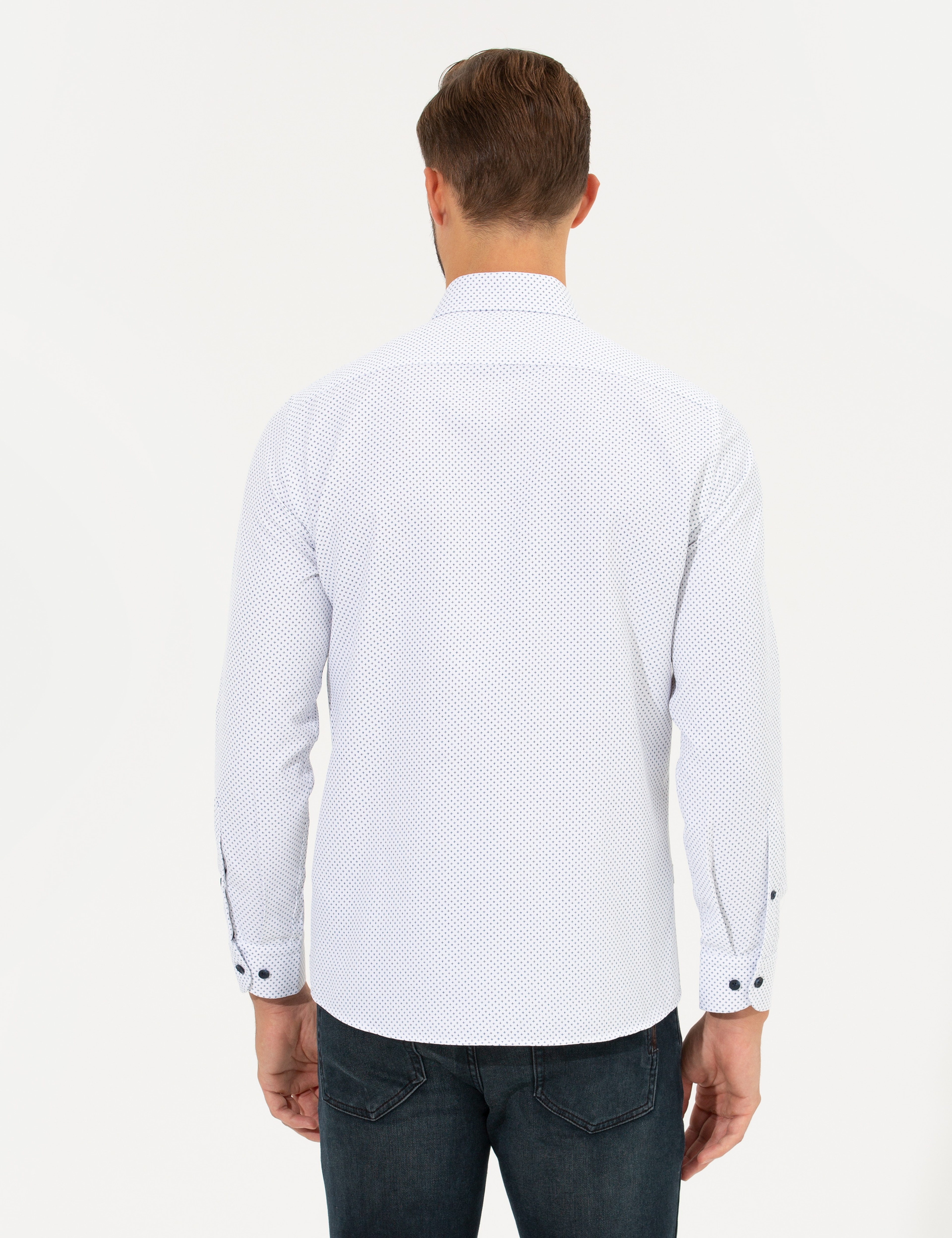 Lacivert Slim Fit Uzun Kollu Gömlek - Image 5