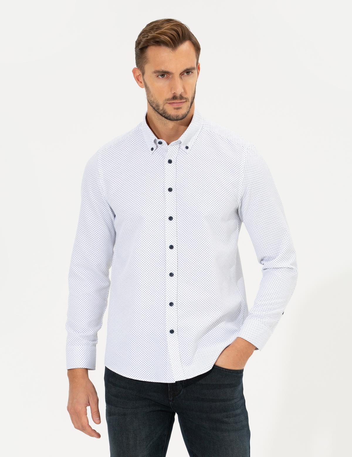 Lacivert Slim Fit Uzun Kollu Gömlek - 50266529014