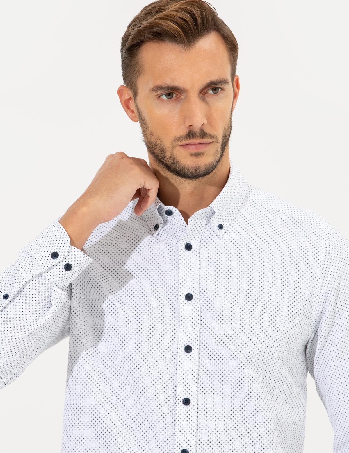 Lacivert Slim Fit Uzun Kollu Gömlek