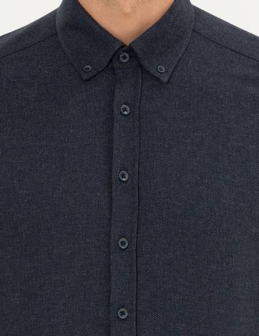 Lacivert Slim Fit Uzun Kollu Gömlek