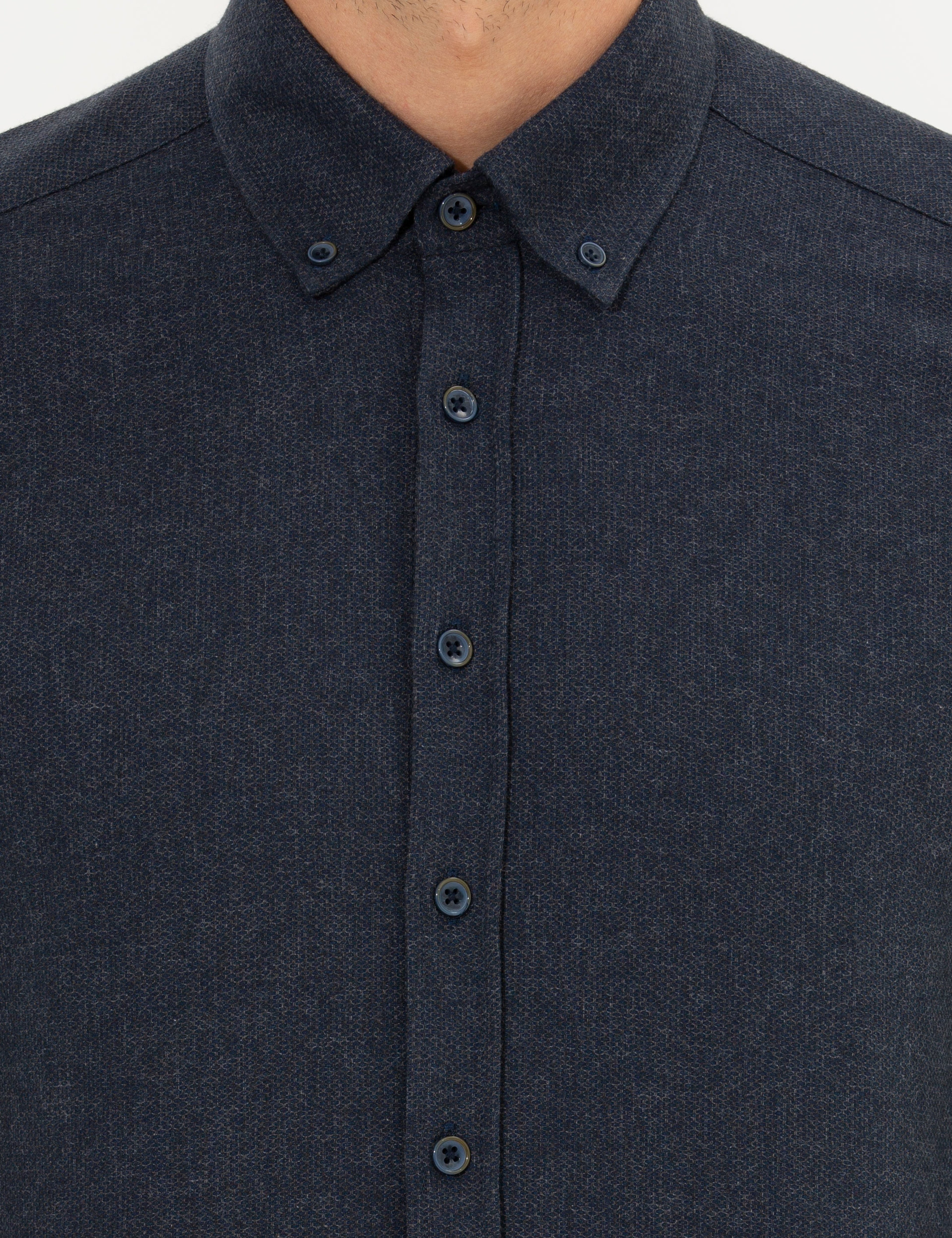 Lacivert Slim Fit Uzun Kollu Gömlek