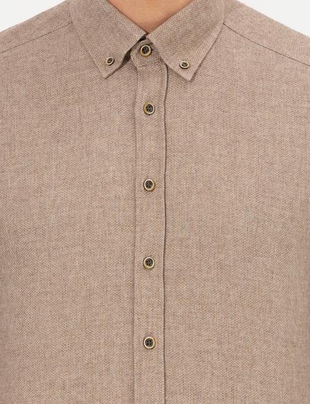 Bej Slim Fit Uzun Kollu Gömlek - 50259500087