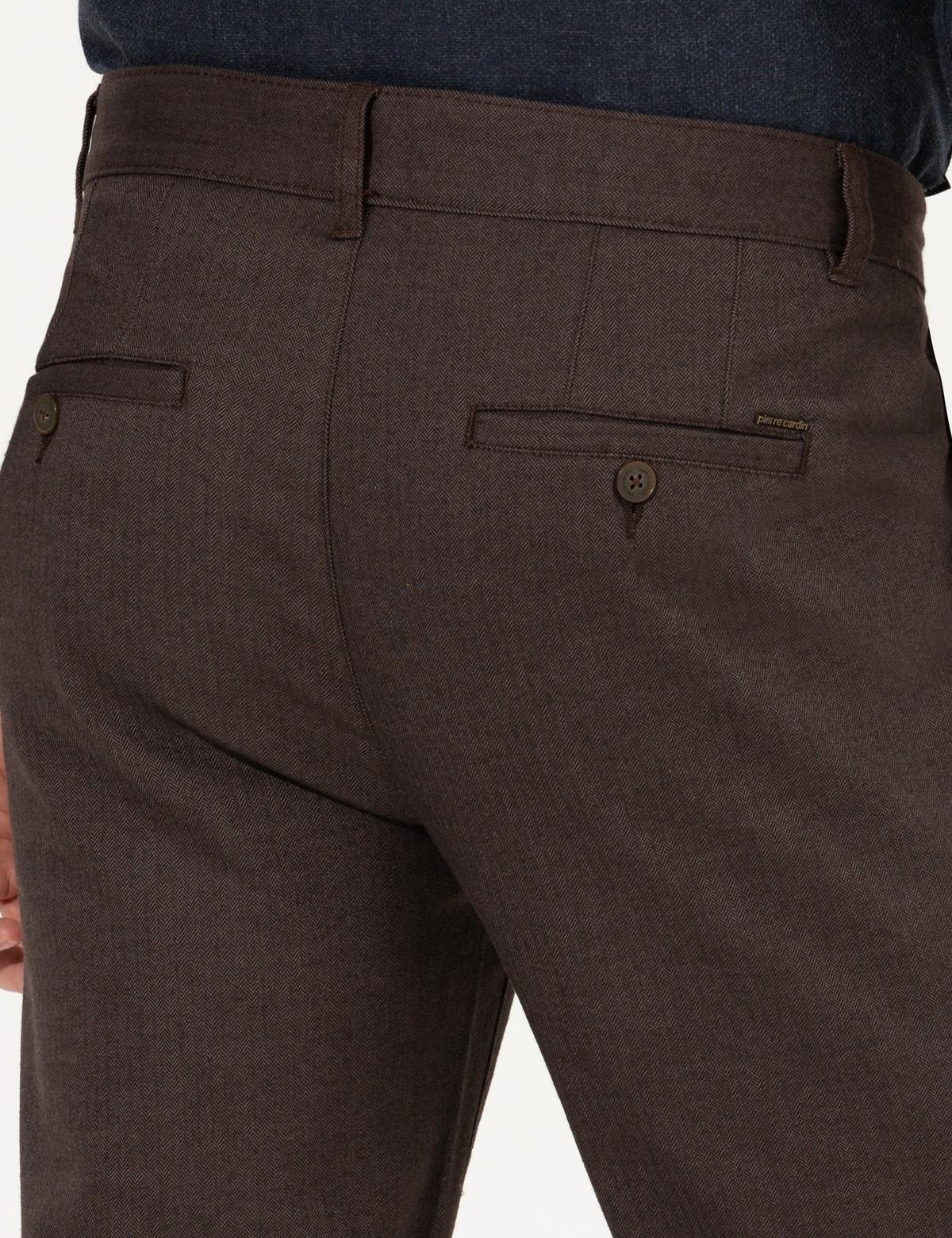 Kahverengi Regular Fit Çizgili Kanvas Pantolon - 50259717020