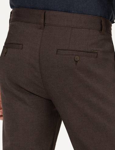 Kahverengi Regular Fit Çizgili Kanvas Pantolon