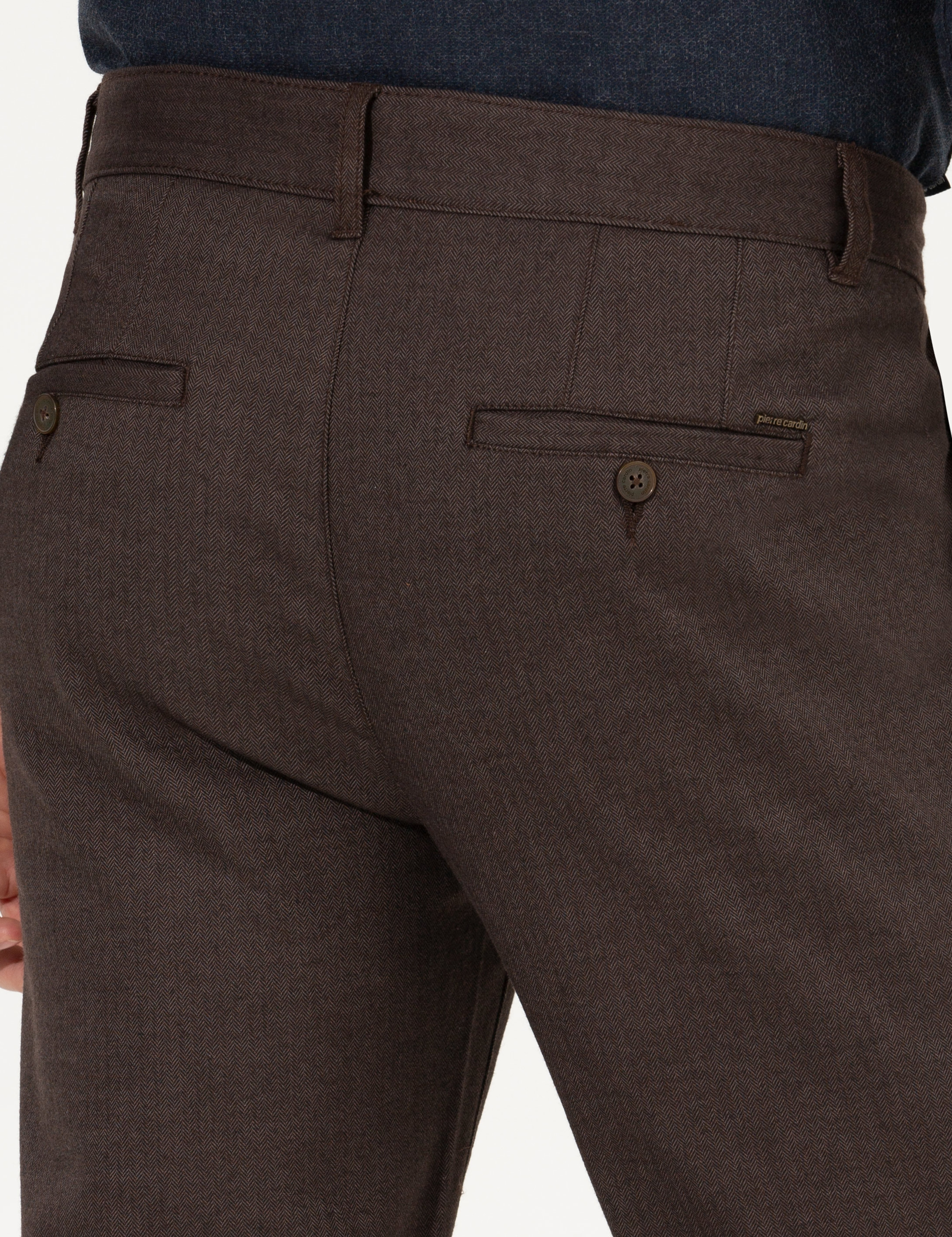 Kahverengi Regular Fit Çizgili Kanvas Pantolon - Image 7