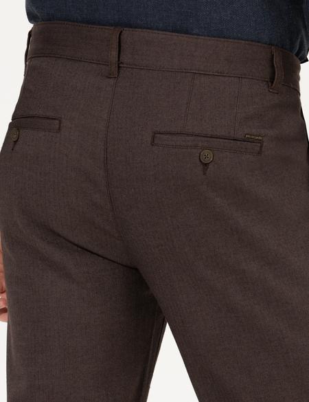 Kahverengi Regular Fit Çizgili Kanvas Pantolon - 50259717020