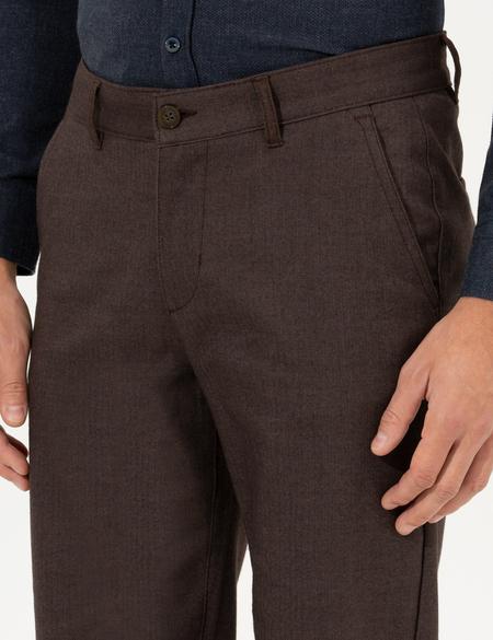 Kahverengi Regular Fit Çizgili Kanvas Pantolon - 50259717020
