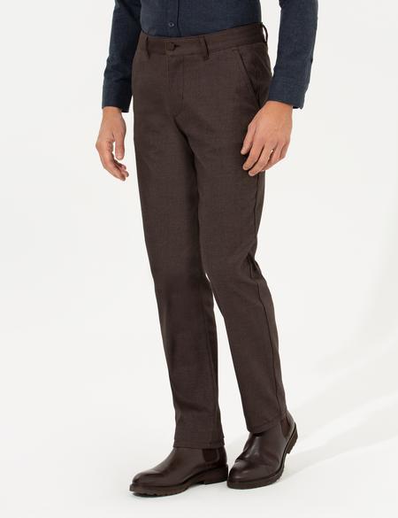 Kahverengi Regular Fit Çizgili Kanvas Pantolon - 50259717020