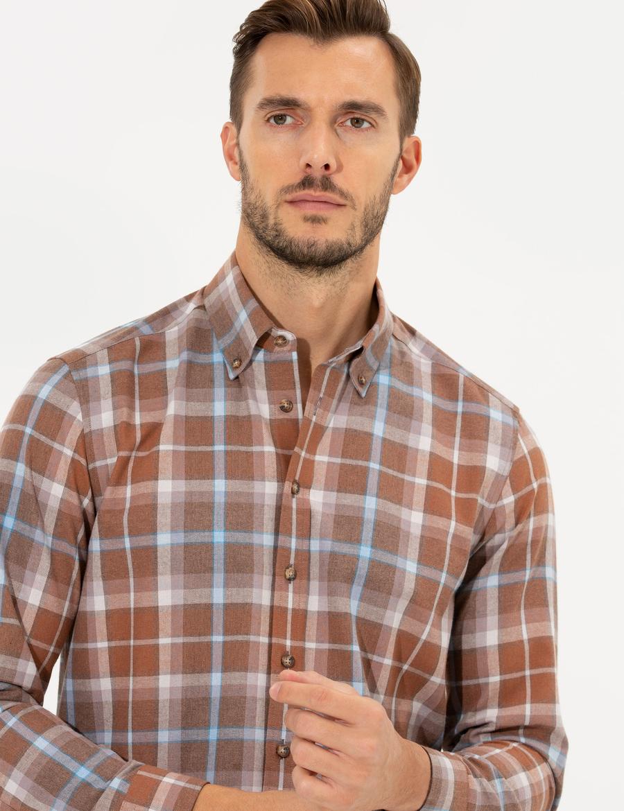 Bordo Regular Fit Uzun Kollu Gömlek