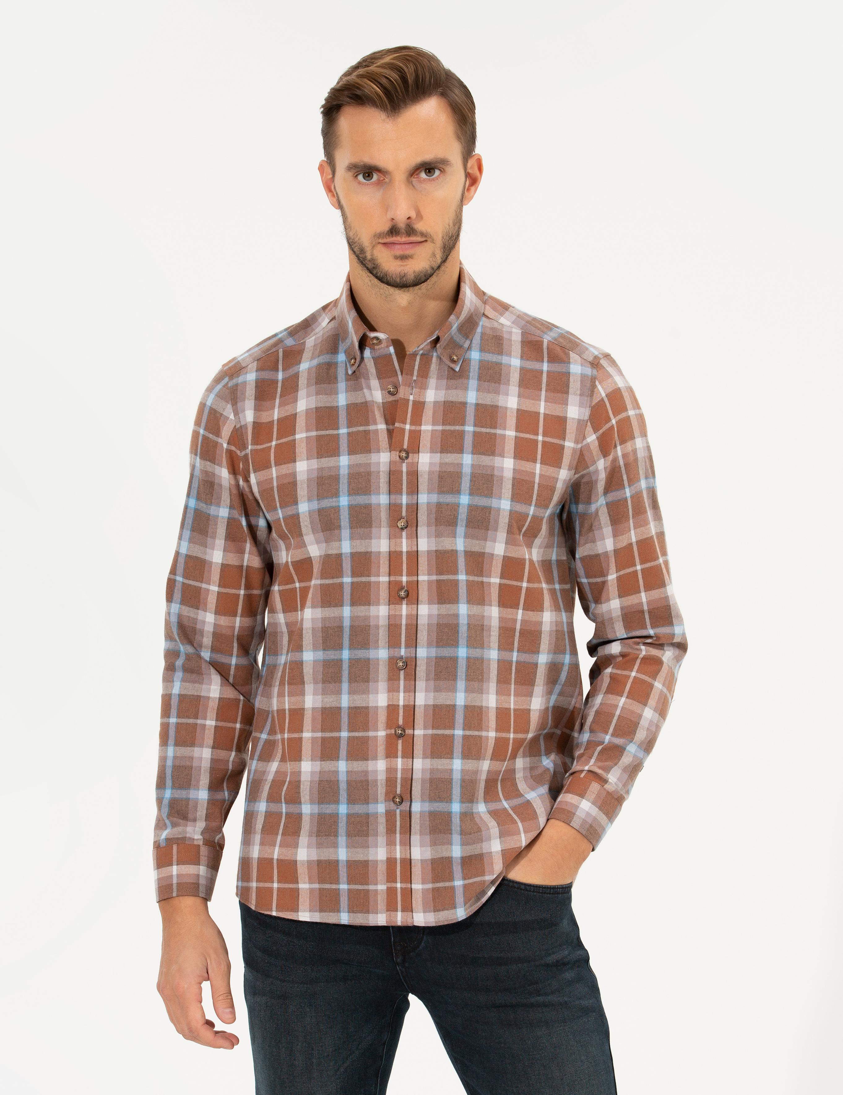 Bordo Regular Fit Uzun Kollu Gömlek