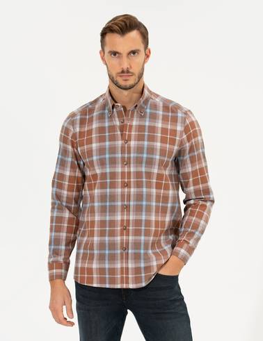 Bordo Regular Fit Uzun Kollu Gömlek