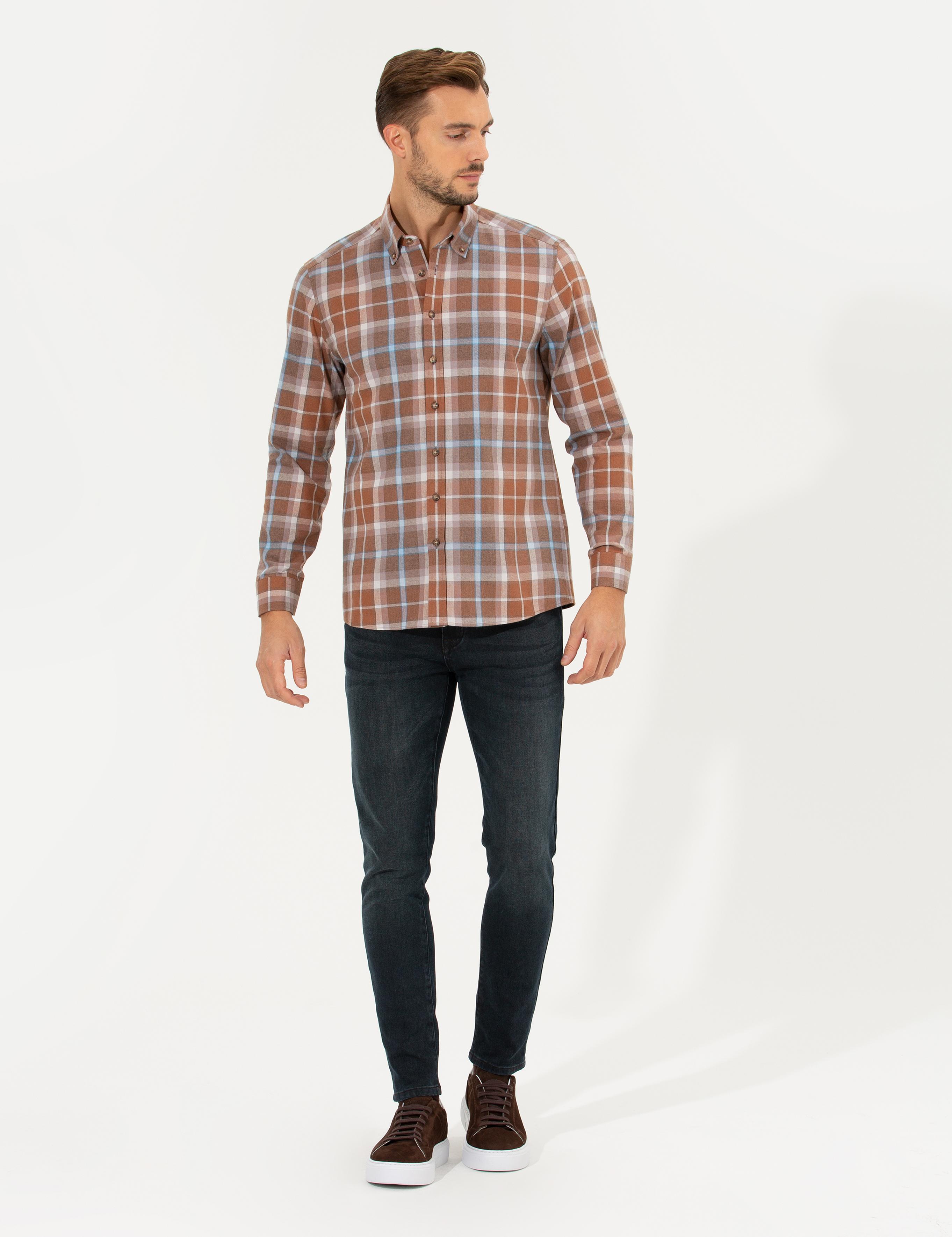 Bordo Regular Fit Uzun Kollu Gömlek