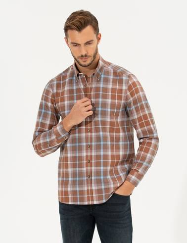 Bordo Regular Fit Uzun Kollu Gömlek
