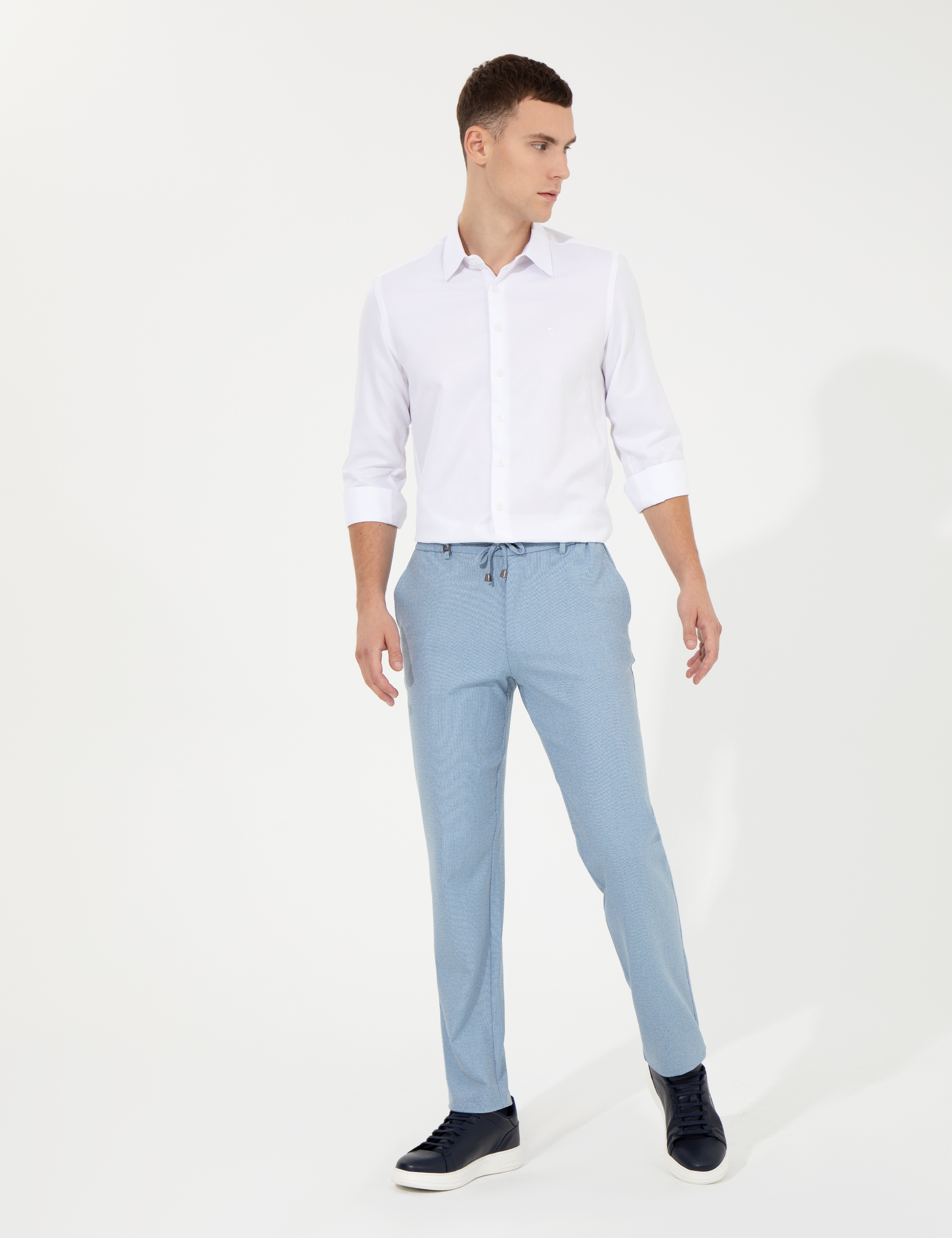 Açık Mavi Slim Fit Kumaş Pantolon - Image 1
