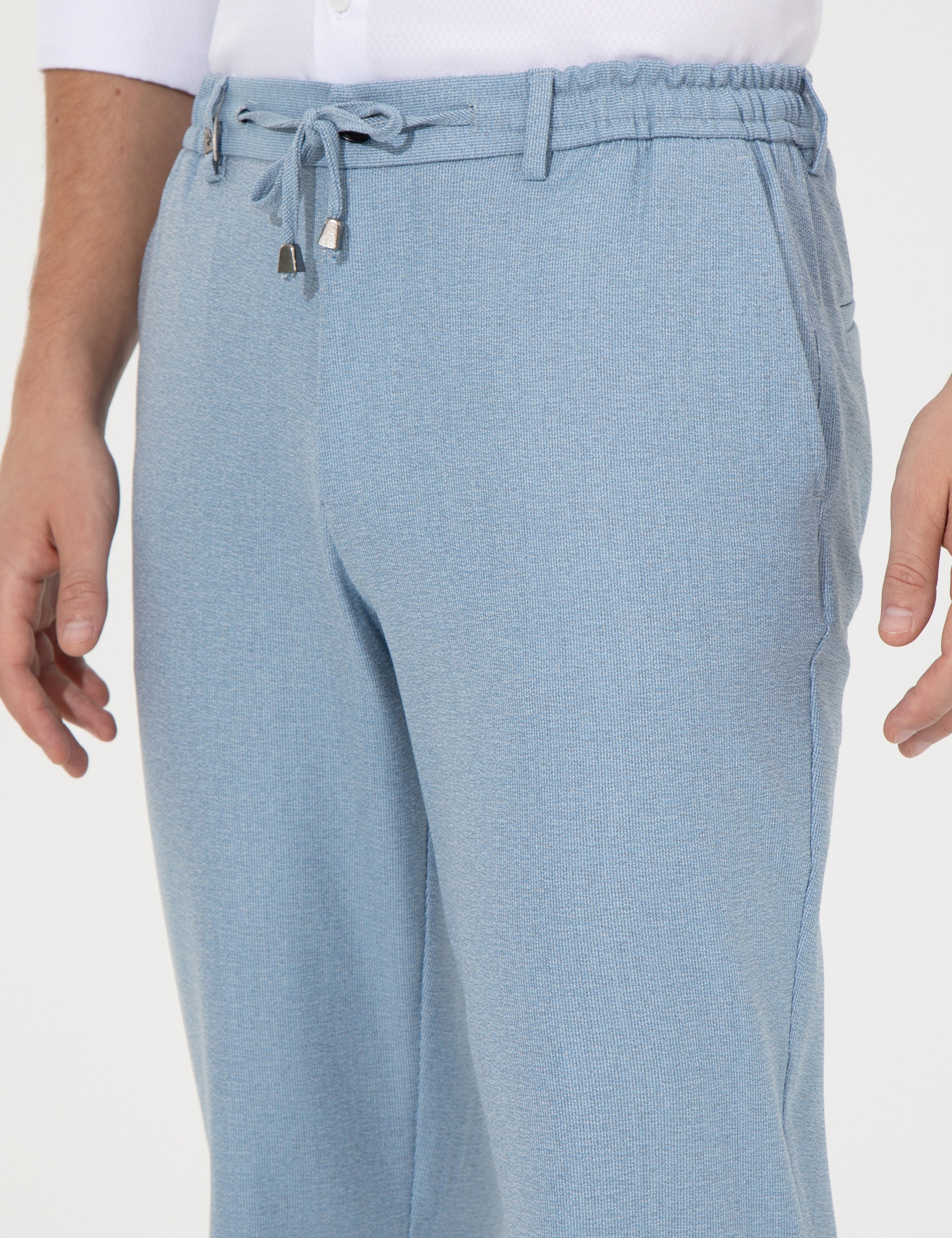 Açık Mavi Slim Fit Kumaş Pantolon - Image 6