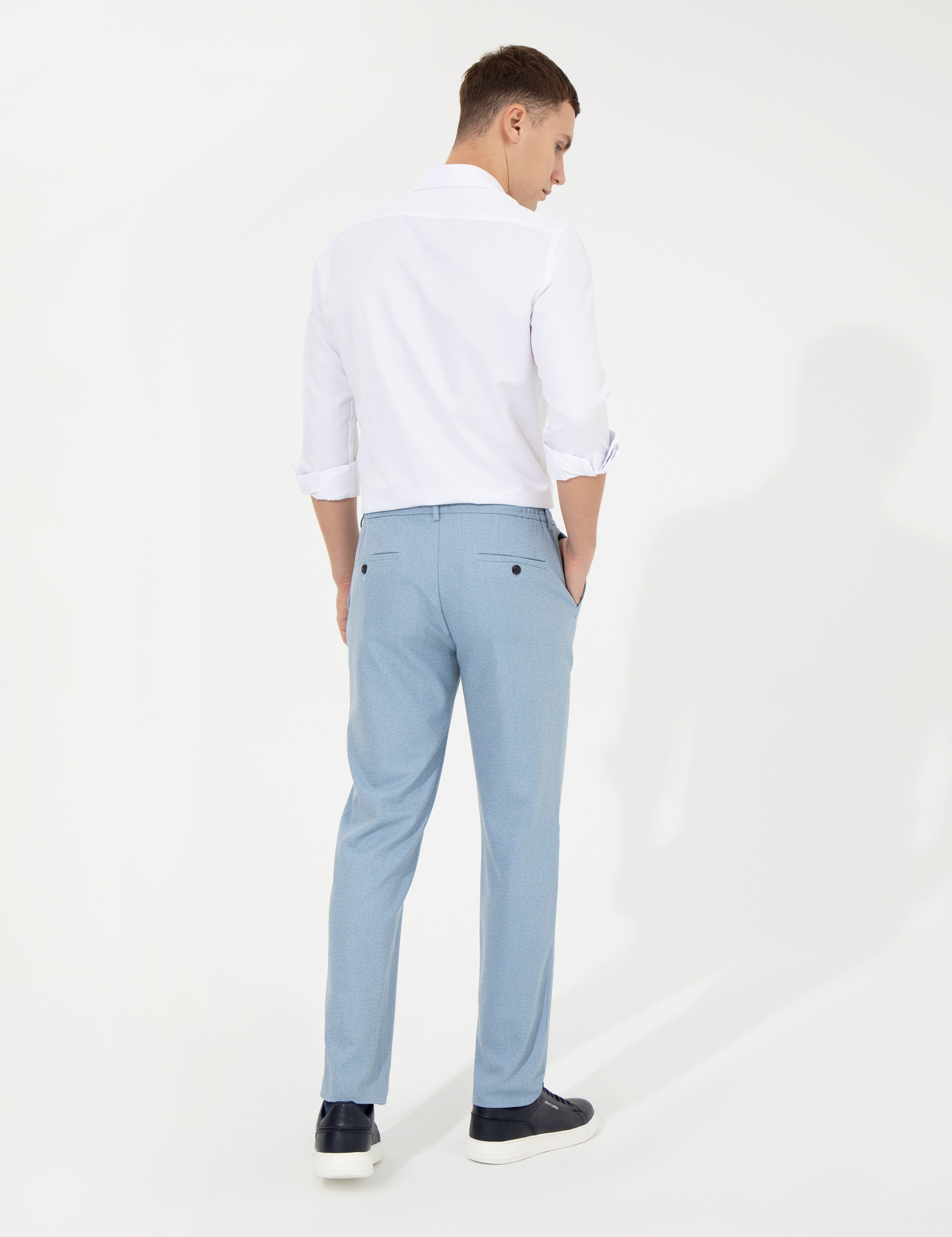 Açık Mavi Slim Fit Kumaş Pantolon - Image 4