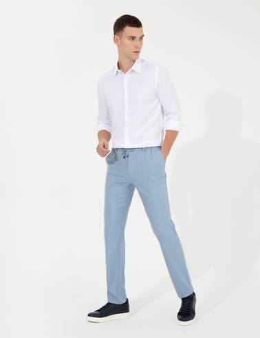 Açık Mavi Slim Fit Kumaş Pantolon