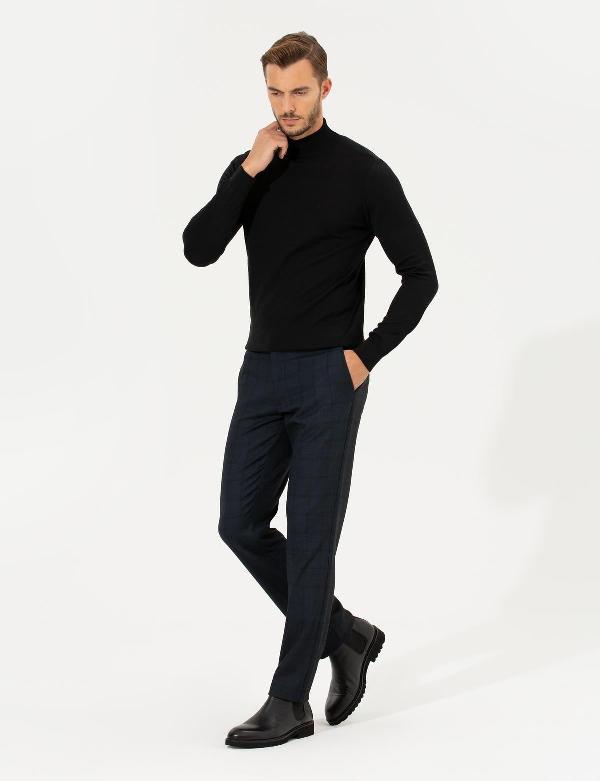Lacivert Slim Fit Kumaş Pantolon